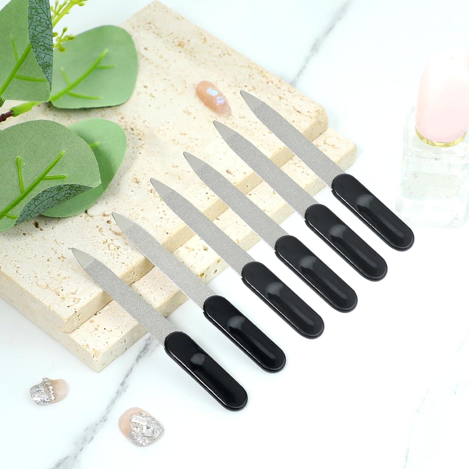 6er Set Mini Schwert Nagelfeilen Edelstahl Fingernagelfeilen Schwarz