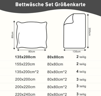 Bettwäsche 135x200 Mikrofaser Kissenbezug 80x80 Khaki