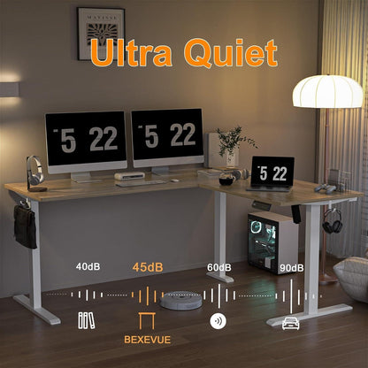 Elektrischer L-förmiger Schreibtisch höhenverstellbar 160x140 cm Ergonomischer Computertisch