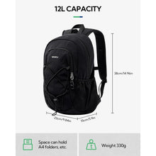 Leichter Wanderrucksack 12L mit Brustgurt – Schwarz