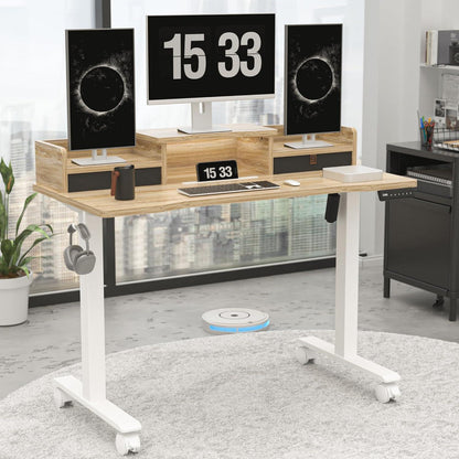 Elektrischer Schreibtisch Höhenverstellbar 120x60cm 2 Schubladen Monitorständer