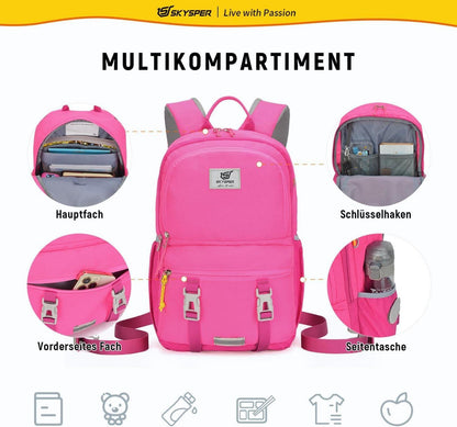 Schulrucksack für Teenager Mädchen 18L Pink Backpack Outdoor