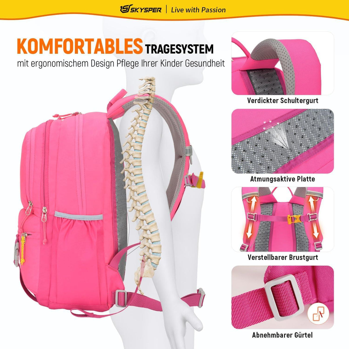 Schulrucksack 18L für Mädchen Teenager Travel Outdoor ECO-GEO_X18-K704