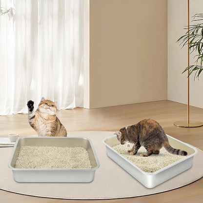 Katzentoilette aus Edelstahl für Katzen und Kaninchen, 2er