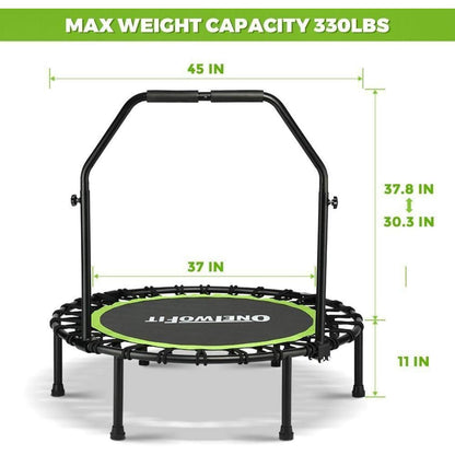 Fitness Trampolin klappbar mit Griff – 114cm Indoor Hüpftrampolin