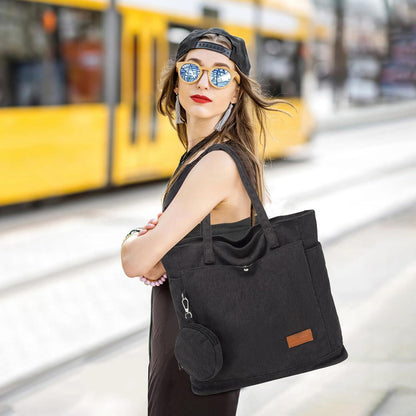 JANSBEN Cord Damen Shopper Tasche große mit Münzbörsen Handtasche Schultertasche