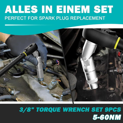 Drehmomentschlüssel 3/8" 5-60Nm Fahrrad & Motorrad 9-tlg. Set