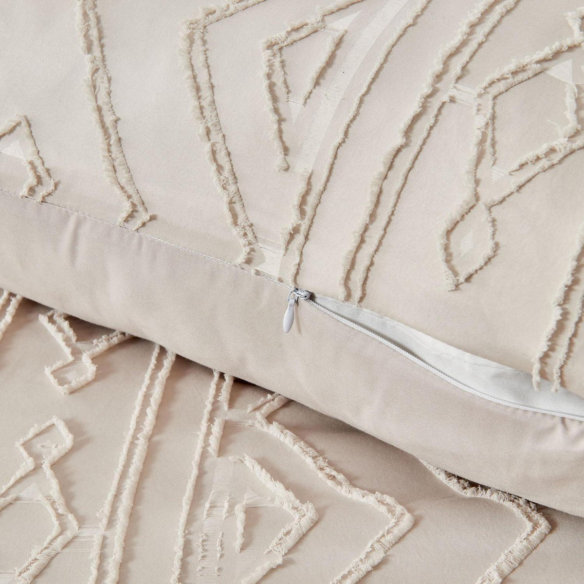 Boho Bettwäsche Set Beige Getuftet 200x220 cm