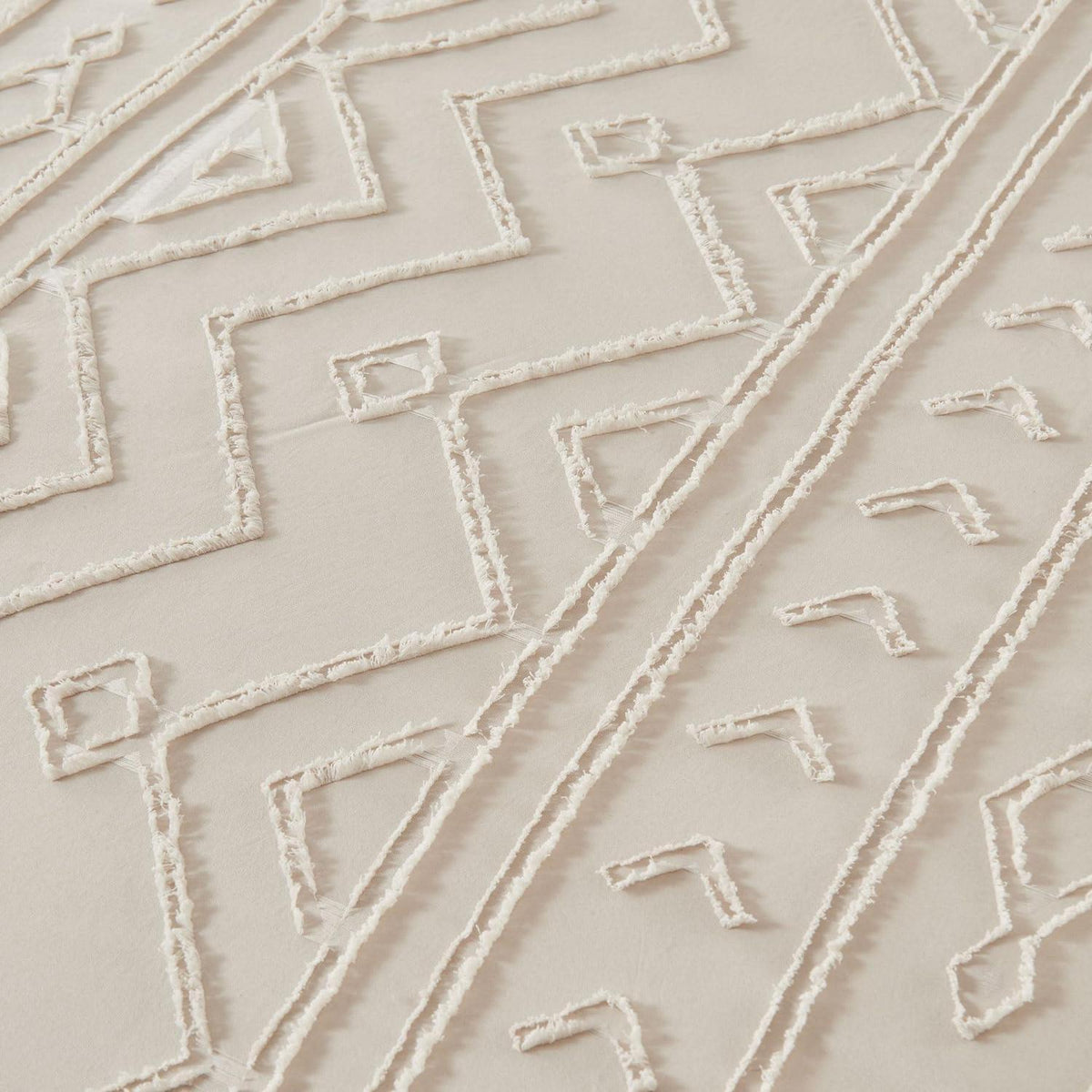 Boho Bettwäsche Set Beige Getuftet 200x220 cm