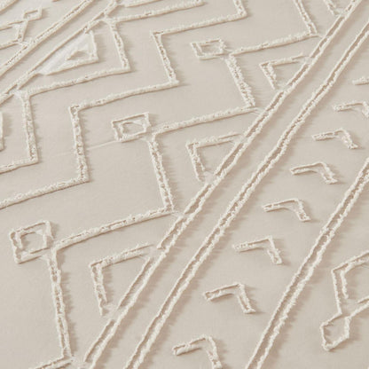 Boho Bettwäsche Set 220x240 Beige Getuftet Geometrisch