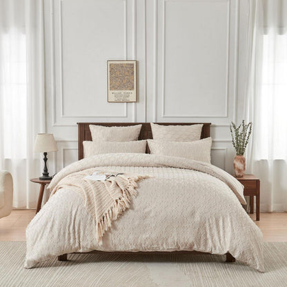 Boho Bettwäsche Set 220x240 Beige Getuftet – 3-teilig