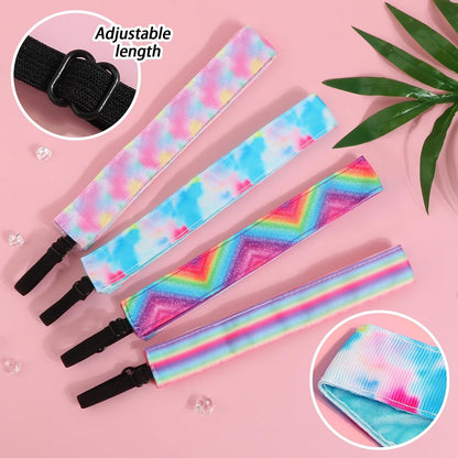 Stirnband Mädchen Kinder Sport Haarbänder 4er Set Regenbogenfarben