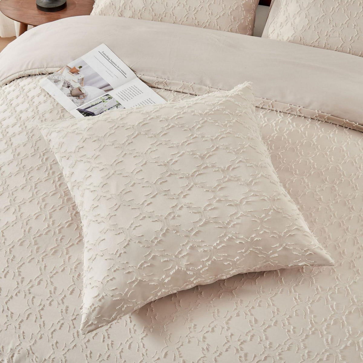Getuftete Boho Bettwäsche 200x220 Beige – 3-teilig