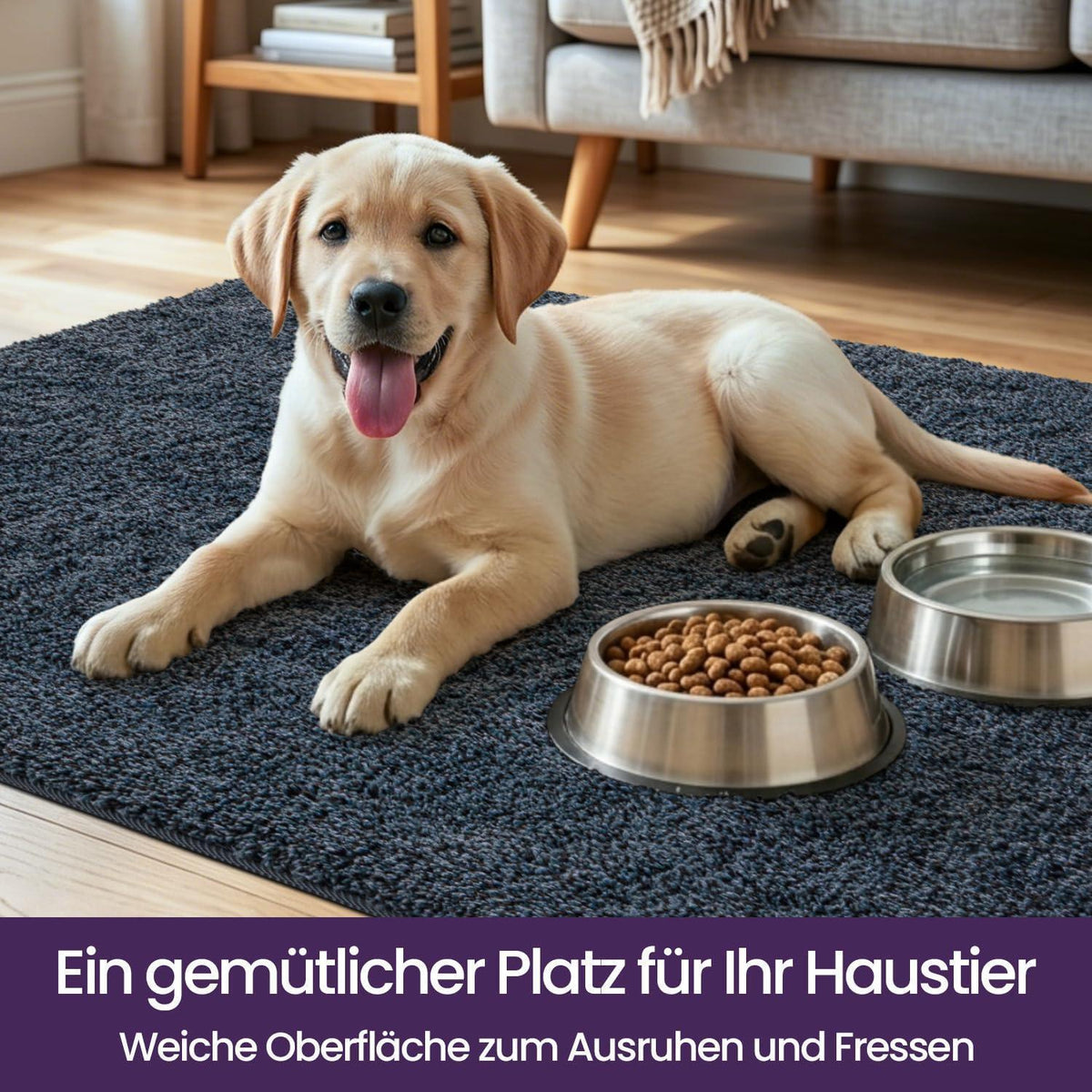 Fußmatte Innen Blau-Schwarz 120x180 cm – Rutschfest & Saugfähig
