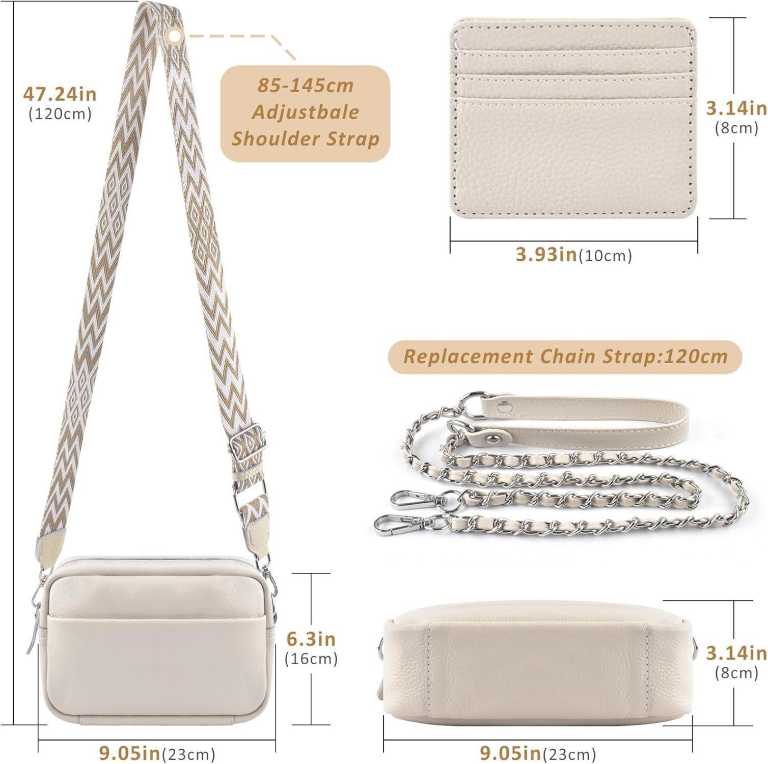 Handy Umhängetasche Echtes Leder Crossbody Bag mit Schultergurt Kartenhalter, Schwarz