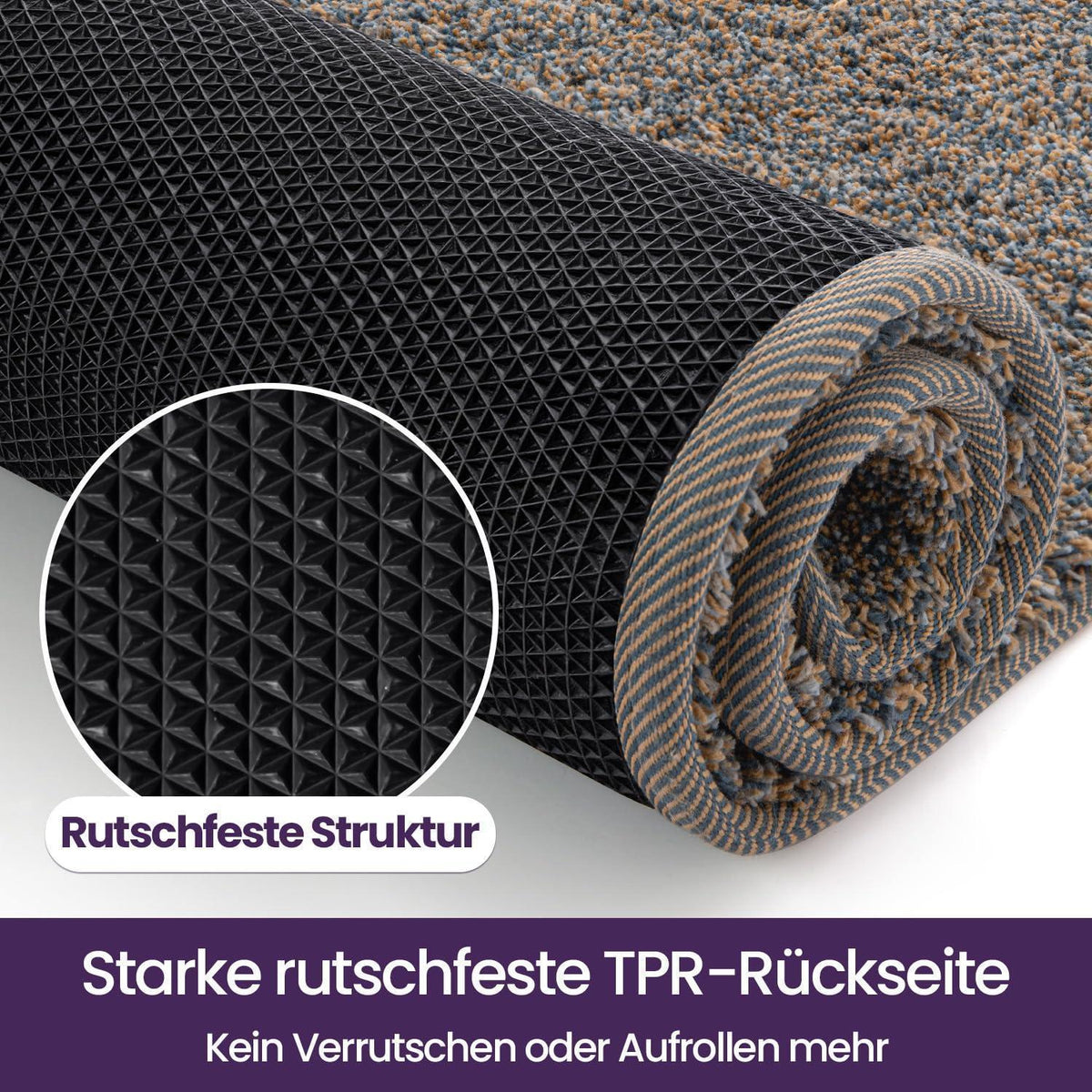 Fußmatte Innen Braun-Blau 120x180 cm – Rutschfest & Saugfähig