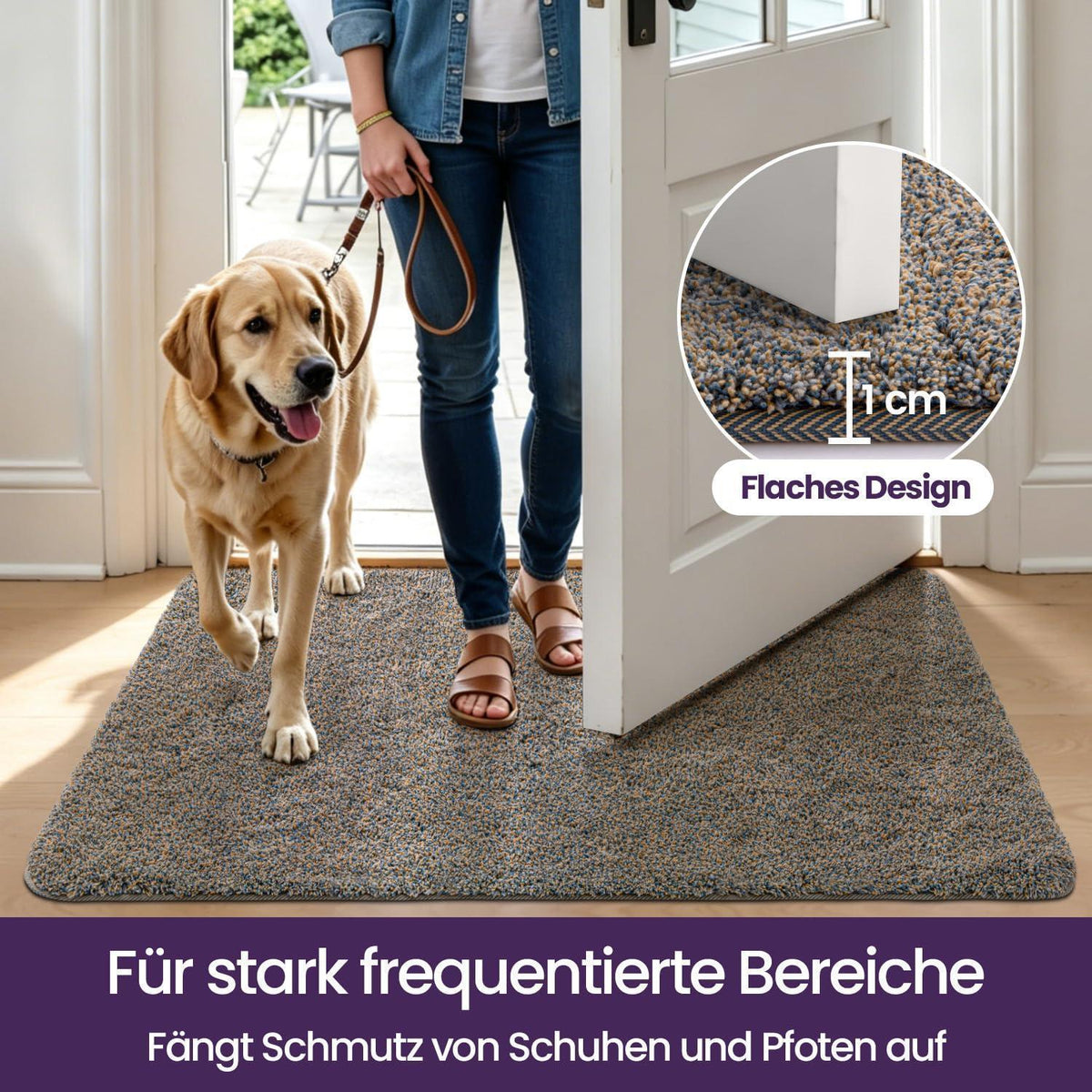 Fußmatte Innen Braun-Blau 120x180 cm – Rutschfest & Saugfähig