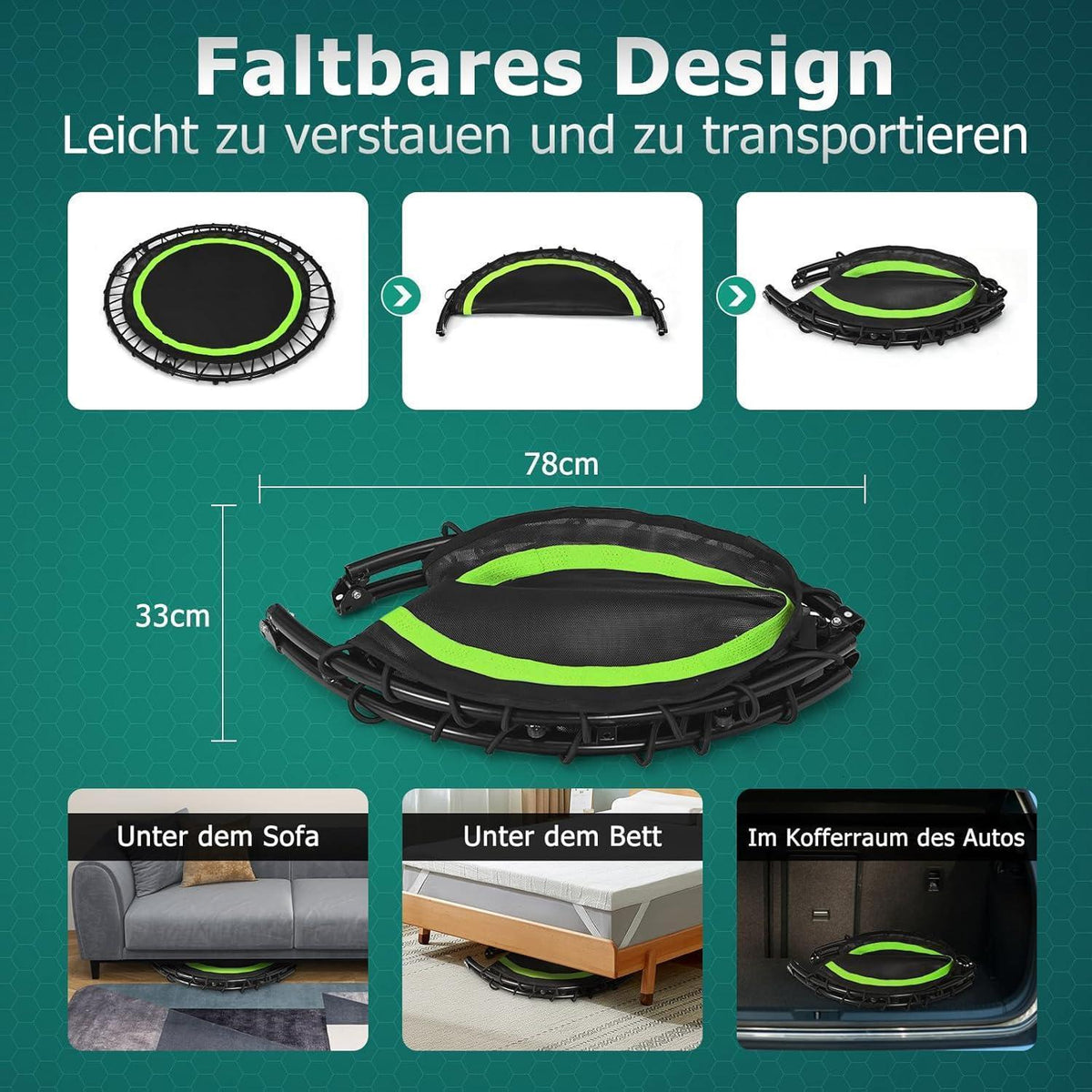 Fitness Trampolin 101cm – Faltbar & Belastbar bis 150kg