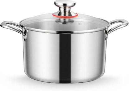 Kochtopf 6,6L Induktion Glasdeckel 3-Lagen Edelstahl