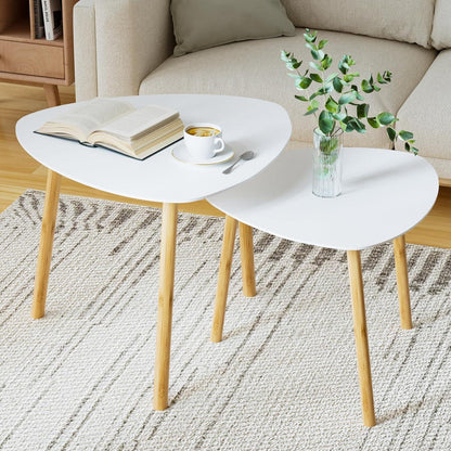 Moderne 2er Set Couchtisch White Coffee Table für Wohnzimmer & Büro