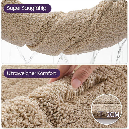 Rutschfeste Badematte Mikrofaser Beige 60x150 cm