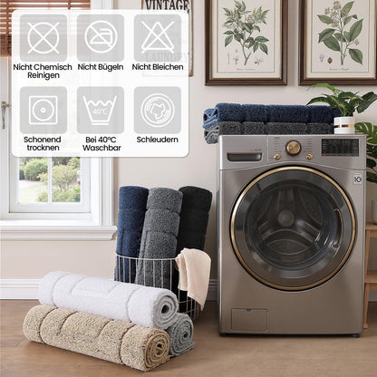 Rutschfeste Badematte Mikrofaser Beige 60x150 cm