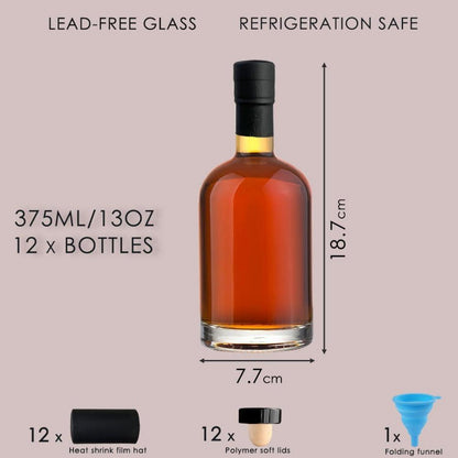 12 Danmu Art Glasflaschen mit Korkverschluss 375ml, Likör