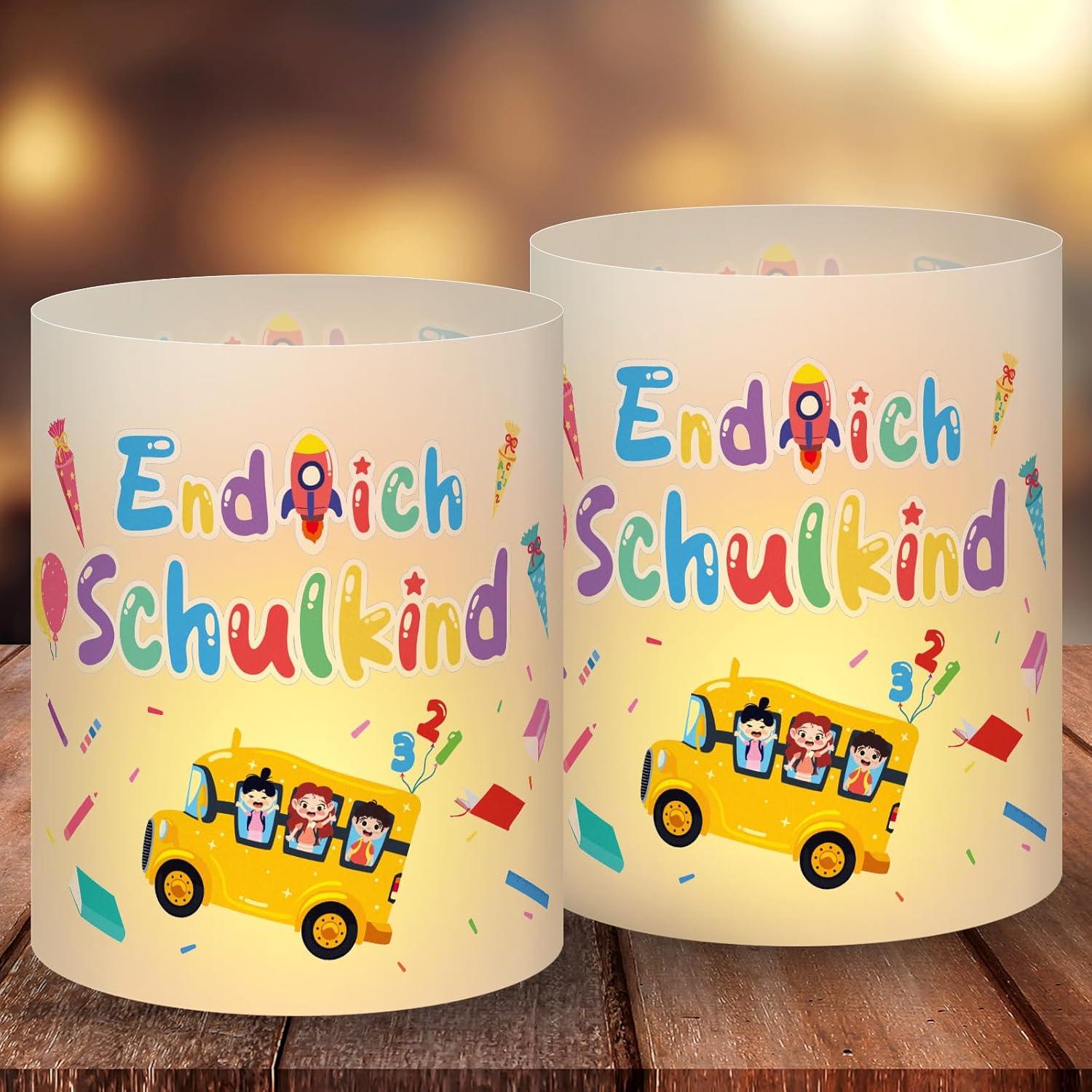 Schulanfang Windlicht Tischdeko für Jungen und Mädchen