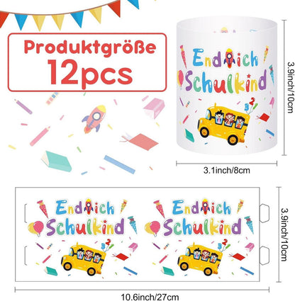 Elidepe Einschulung Deko Windlicht Tischdeko 12 Stück Jungen