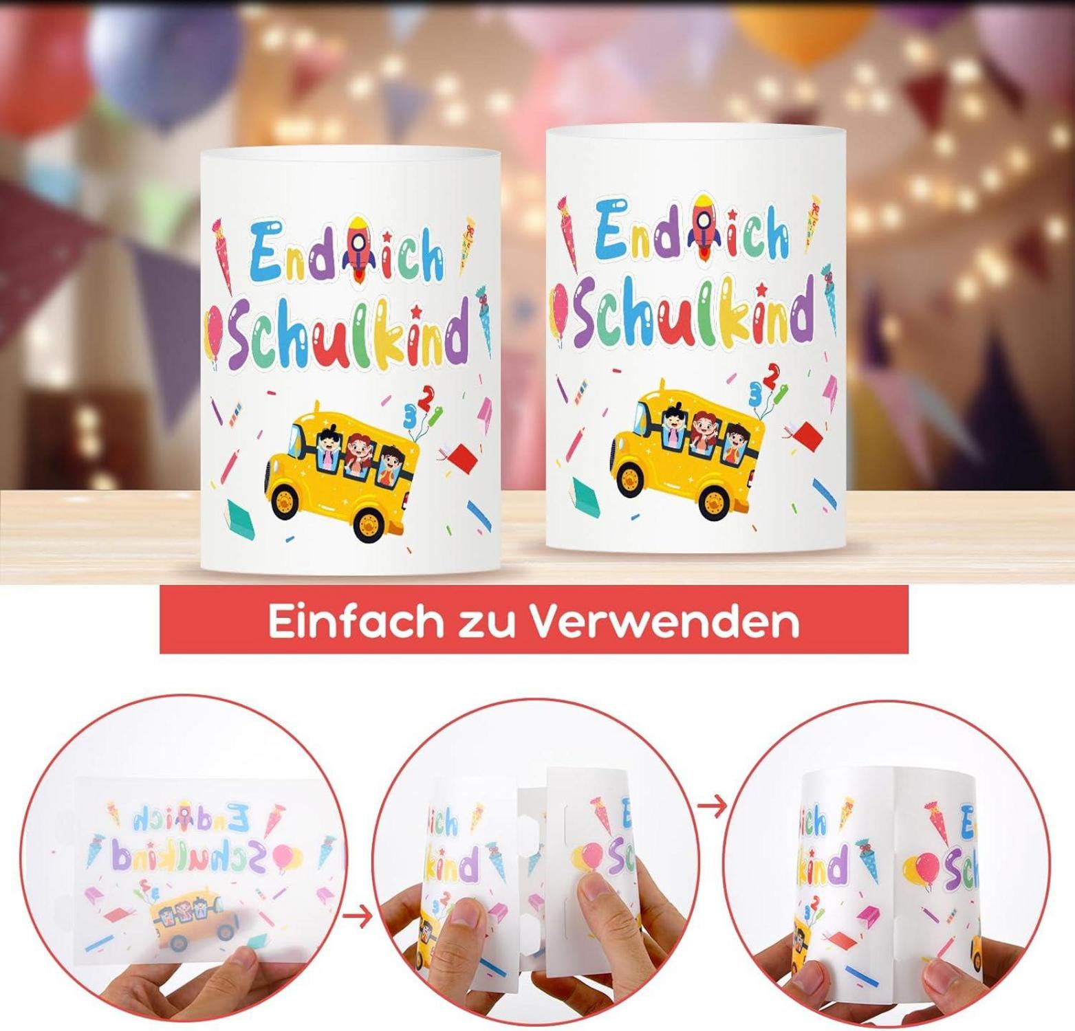 Schulanfang Windlicht Tischdeko für Jungen und Mädchen