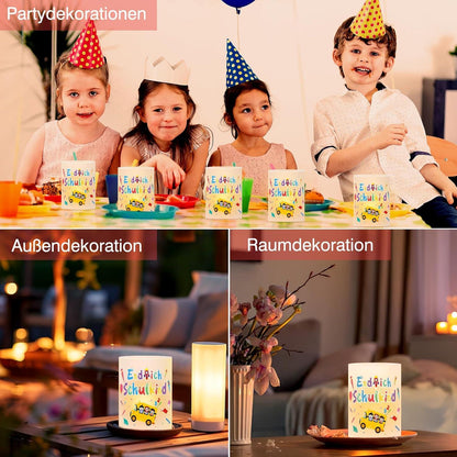 Einschulung Mädchen Junge Deko Windlicht Tischdeko 12 Stück