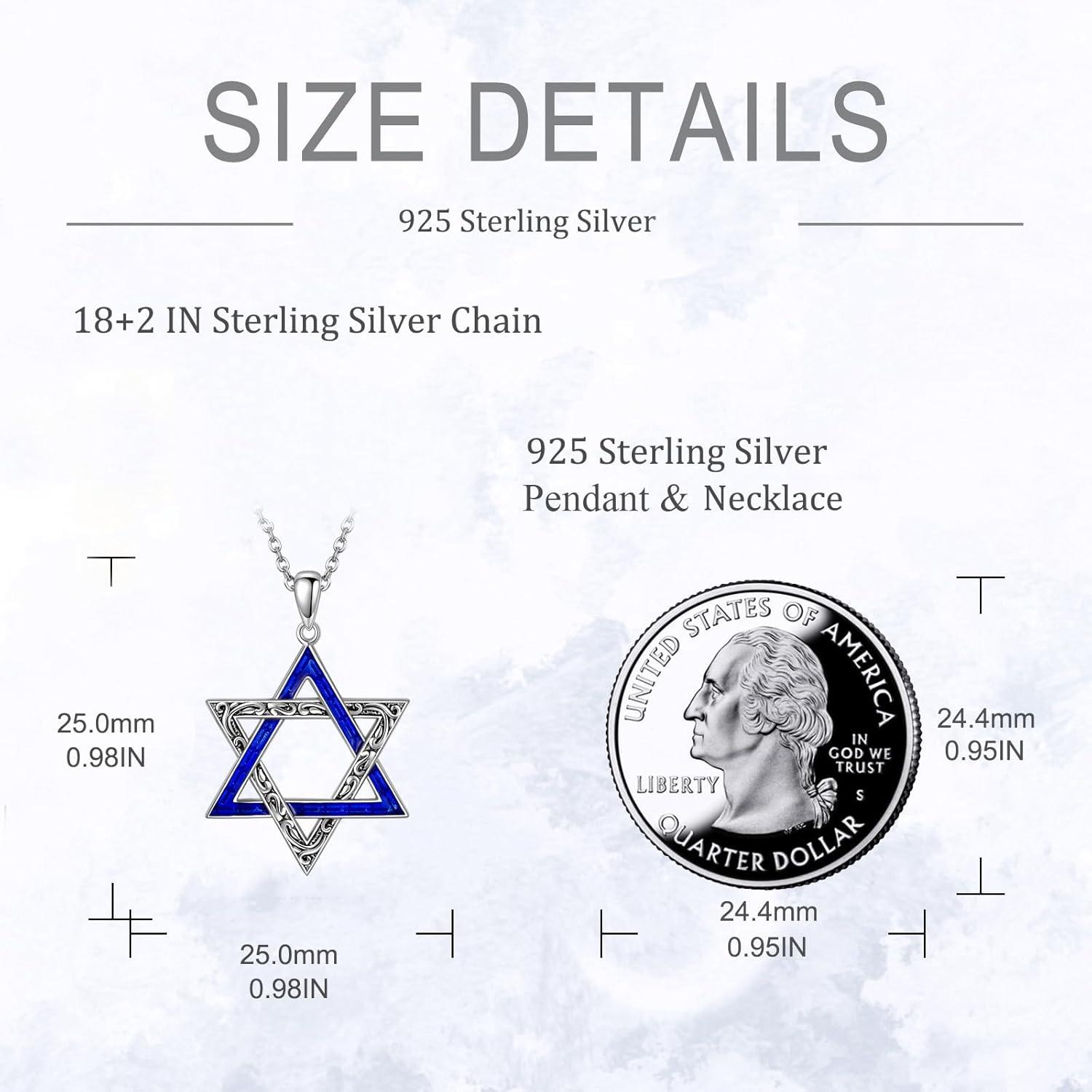 VONALA Davidstern Halskette 925 Sterling Silber Opal Judaica Schmuck