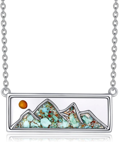 Senfkorn Türkis Halskette Silber Berg Schmuck Frauen Kinder