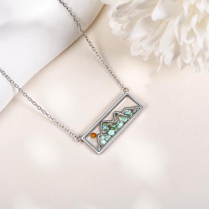 Senfkorn Halskette Türkis Berg Sterling Silber Glaube