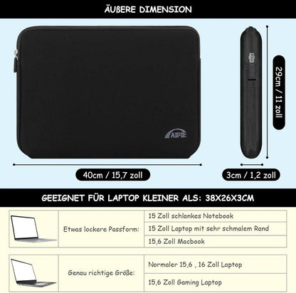 AIPIE Laptoptasche 16 Zoll Schutz Hülle Stoßfest Grau