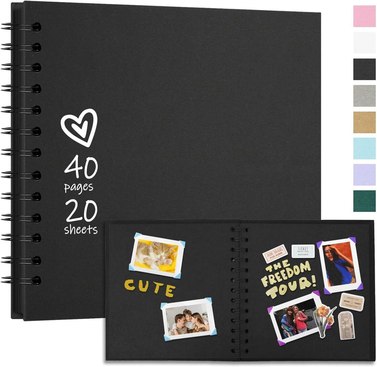 DIY Fotoalbum Hardcover Kraftpapier Spiralalbum 40 Seiten Schwarz