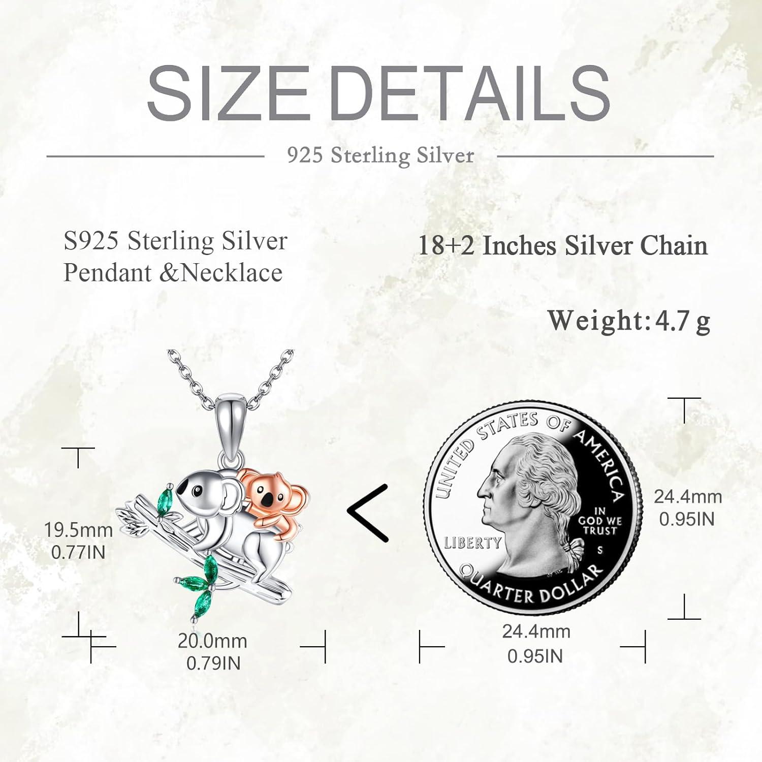 925 Sterling Silber Koala Anhänger Halskette - Tierschmuck für Frauen