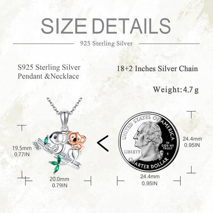 925 Sterling Silber Koala Anhänger Halskette - Tierschmuck für Frauen