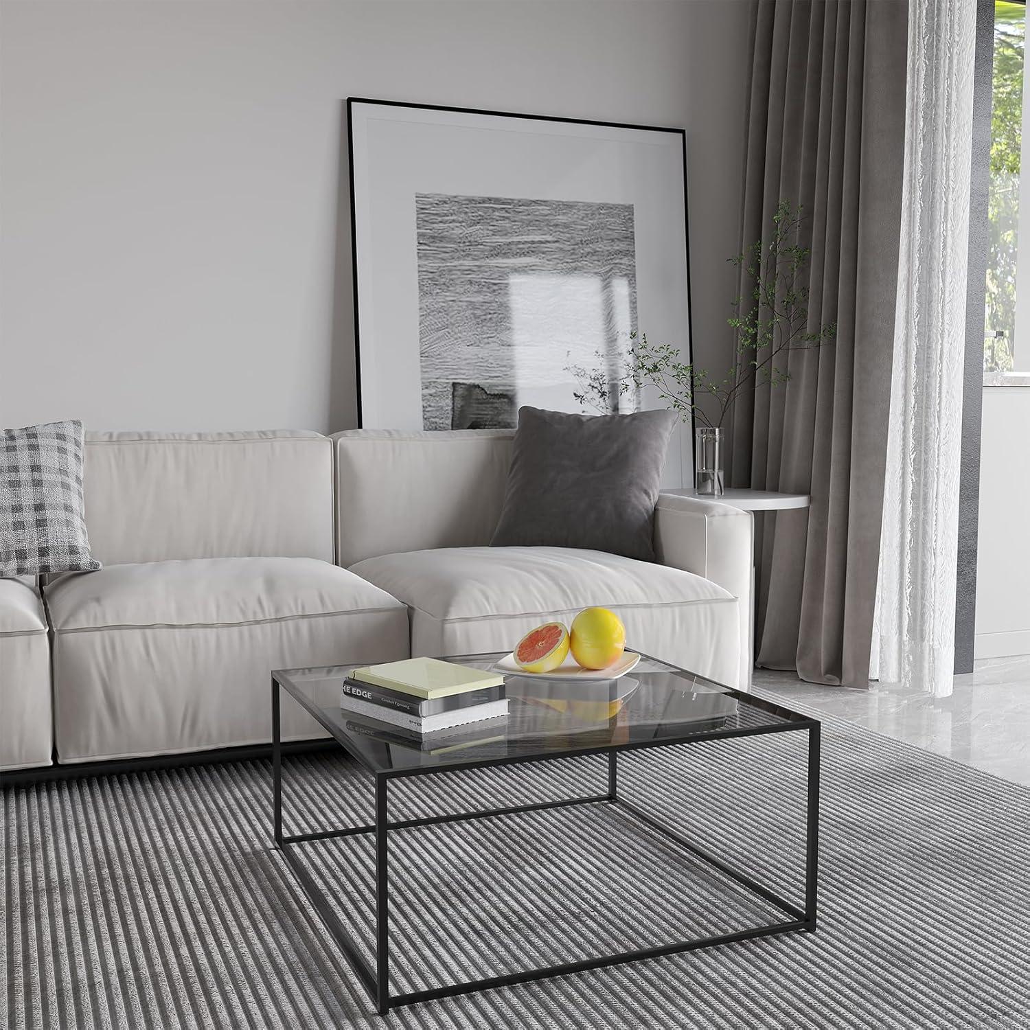 Runder Couchtisch Schwarz 4mm Glastisch Modern 45x70cm
