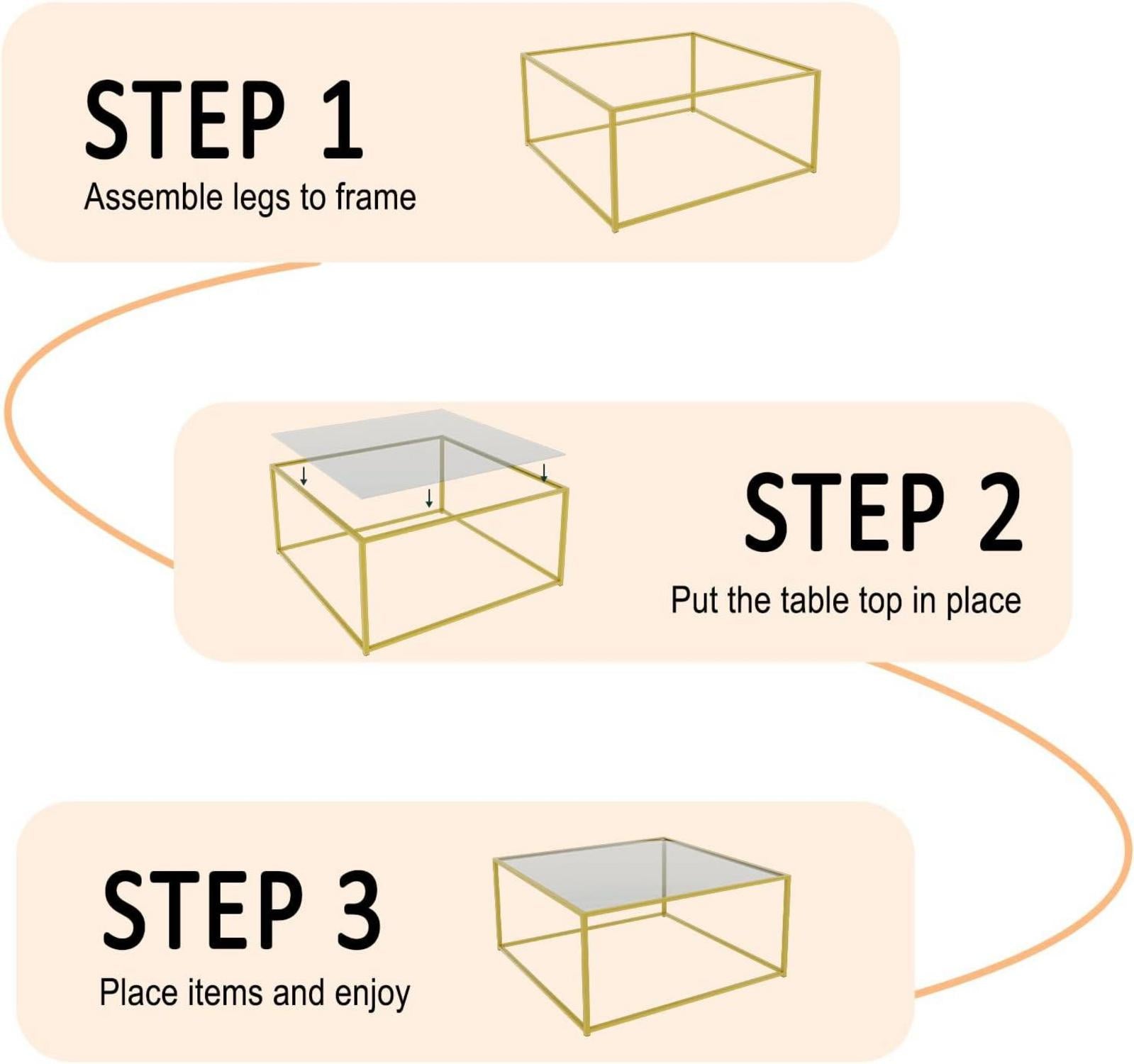 Moderner Couchtisch Glas 67x67 Beistelltisch Gold Metallgestell