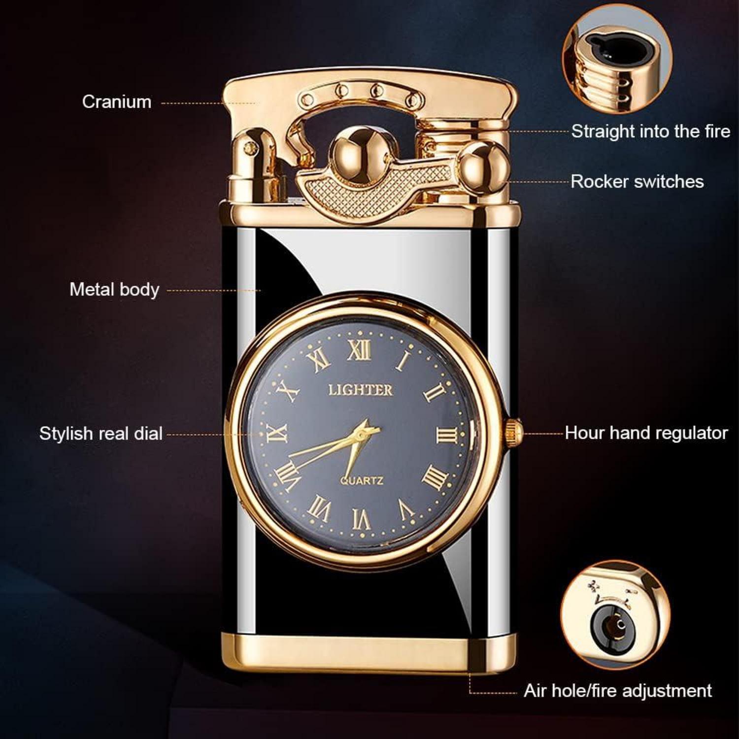 CJBIN Feuerzeug mit Uhr, Winddichtes Jetflame