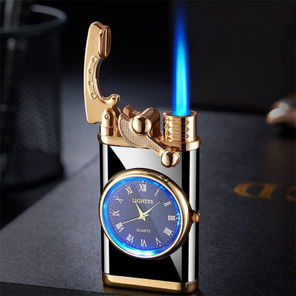 Feuerzeug mit Uhr Jetflame Winddicht Einstellbar Geschenkbox