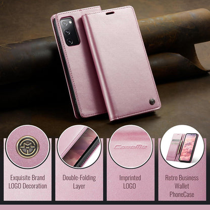 Samsung Galaxy S20 FE Hülle - Premium Leder Flip Case Rose Gold