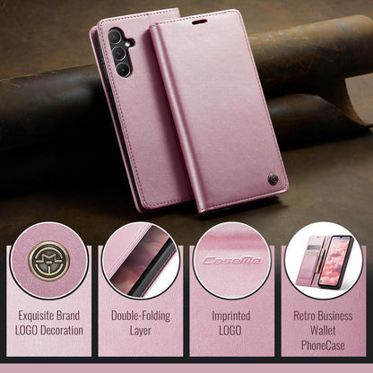 Handyhülle Samsung Galaxy A35 5G Leder Flip Case Standfunktion Rose Gold