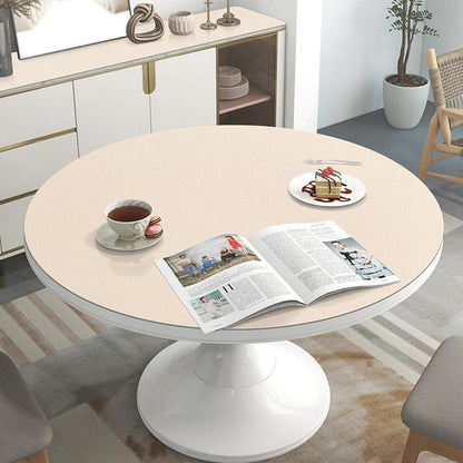 Runde PU Tischdecke 110cm wasserdicht Beige Khaki