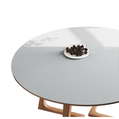 PU Tischdecke Rund 110cm Grau – Wasserdichter Tischschutz