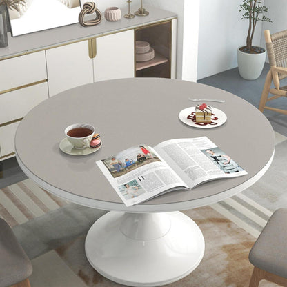 PU Tischdecke Rund 110cm Grau – Wasserdichter Tischschutz