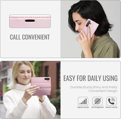 Handyhülle Samsung Galaxy A25 5G Leder Flip Case Standfunktion Rose