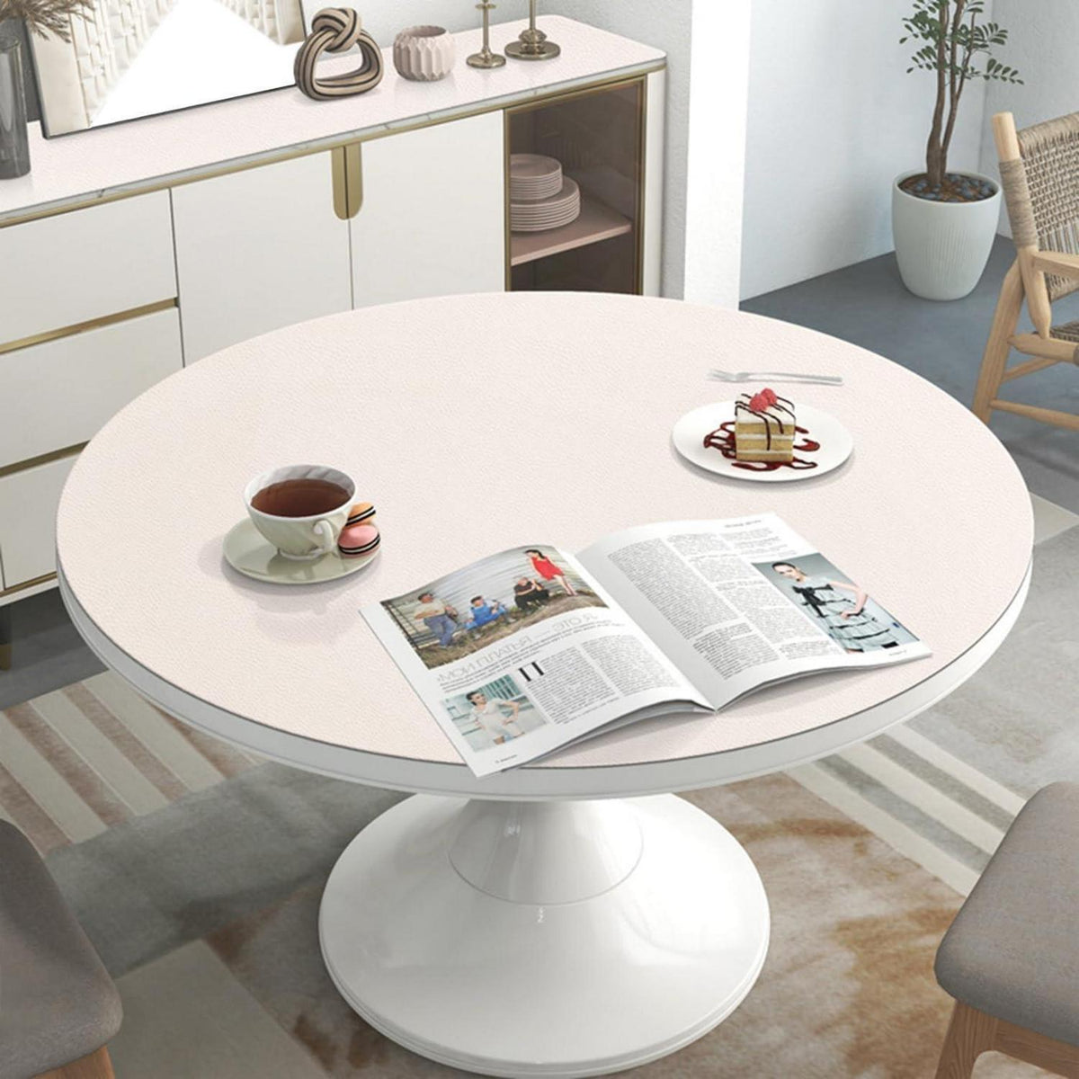 Runde PU Tischdecke 110cm – Wasserdichter Tischschutz