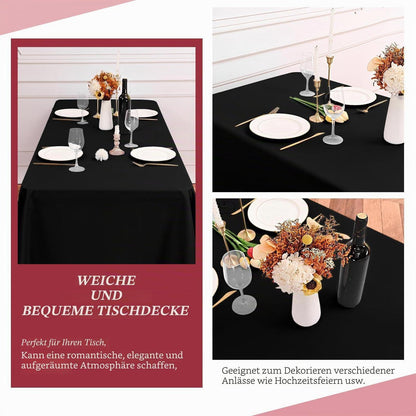 Schwarze Tischdecke Rechteckig 260x153 cm – Waschbar & Fleckenfrei